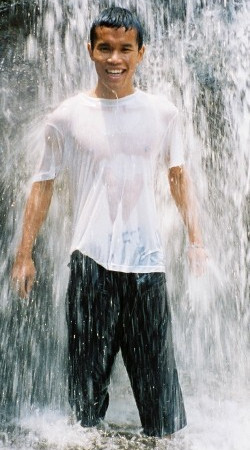 waterfall wildwater swim fully clothed